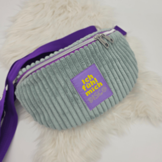 Preview: Gürteltasche - "Ich fühl mich DISCO" - Grau Breitcord